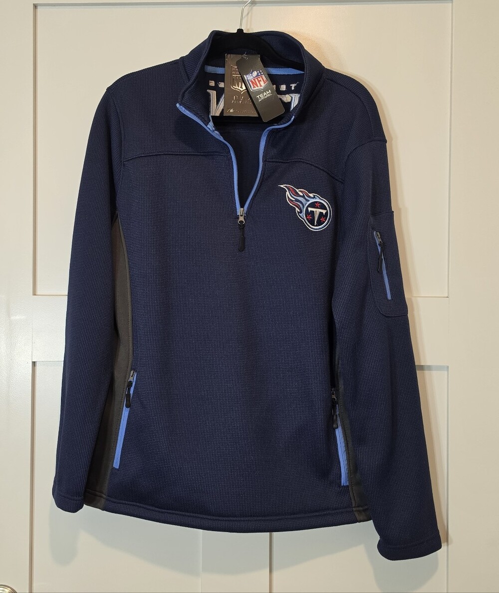 NFL Tennessee Titans Apparel 1/4 Zip Pullover Jacket Navy Medium New With Tags
